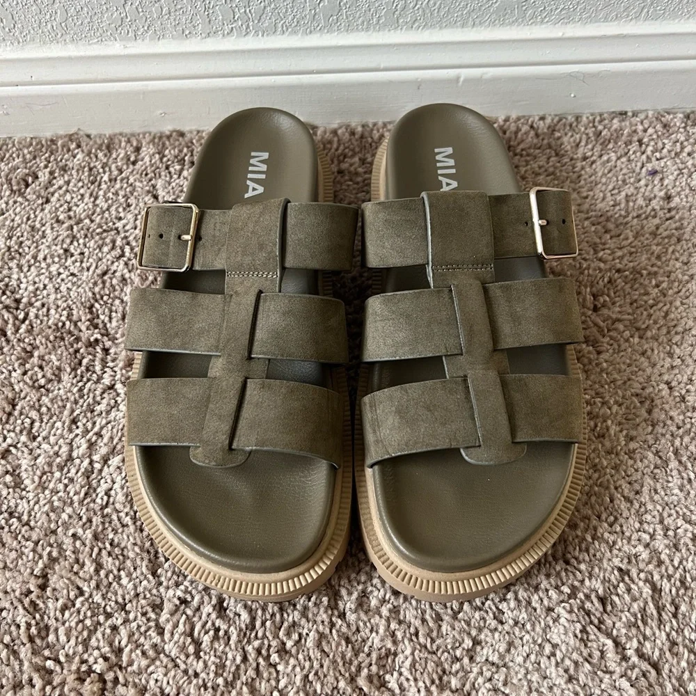 MIA Khaki Strappy Sandals - Picture 2 of 4